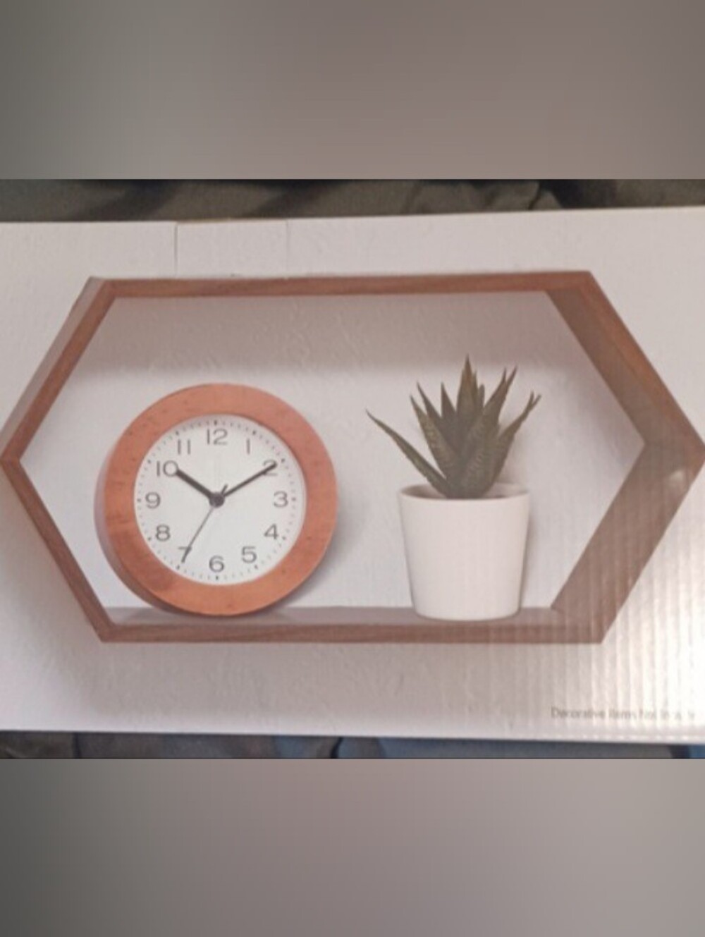 Hexagon Wall Shelf in Brown — Modern Floating Display - Picture 2 of 3
